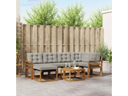 Vidaxl Conjunto De Sofás Para Exterior 7 Unid. Cinza Natural E Claro