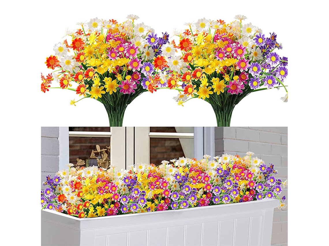 Conjunto de 7 Flores Artificiais, 7 Cores Diferentes, para Exterior. AQUAFORGE
