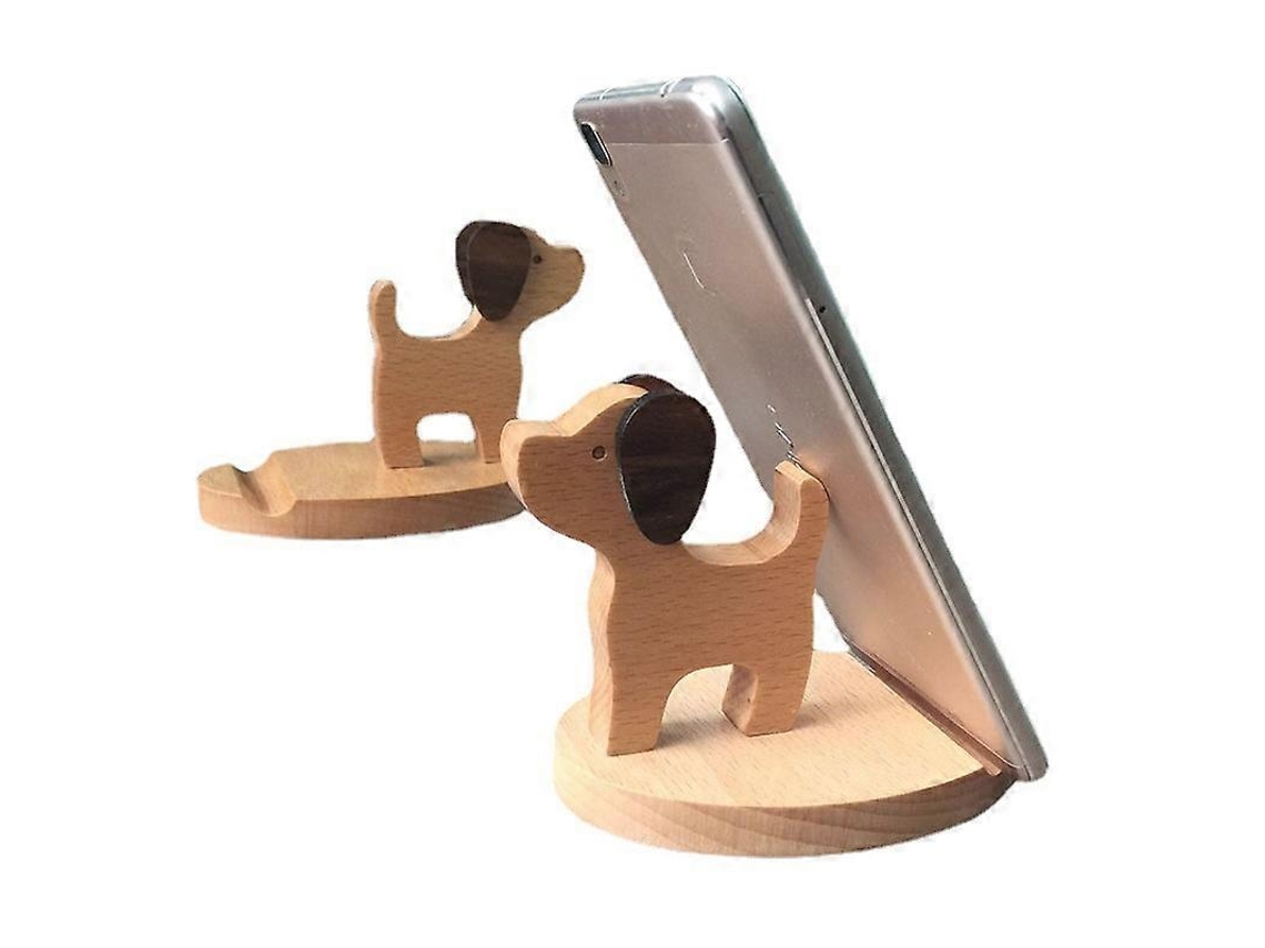 Suporte Para Celular Em Madeira De Faia, Estilo Cachorrinho.