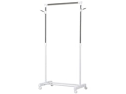 Cabide regulável DECORALAR TECH com compartimento, 4 rodas, 68,5x42x87cm, 145cm