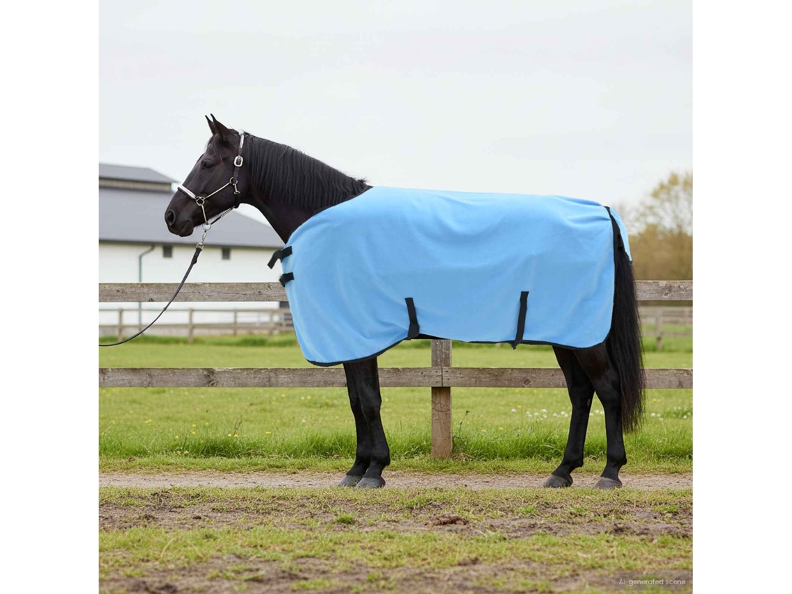 Vidaxl Cobertor De Cavalo Aqua Completo 85 Cm Fleece De Poliéster