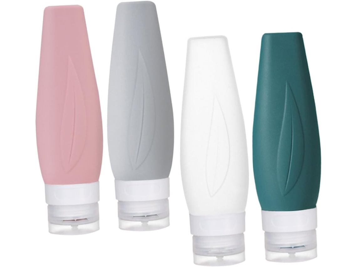 Kit Com 1 Garrafa De Viagem De Silicone, Recarregável E À Prova