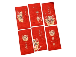 2026 6 Envelopes Vermelhos Ano do Dragão 2024 Desenho Animado para o Festival da Primavera Natal Chinês