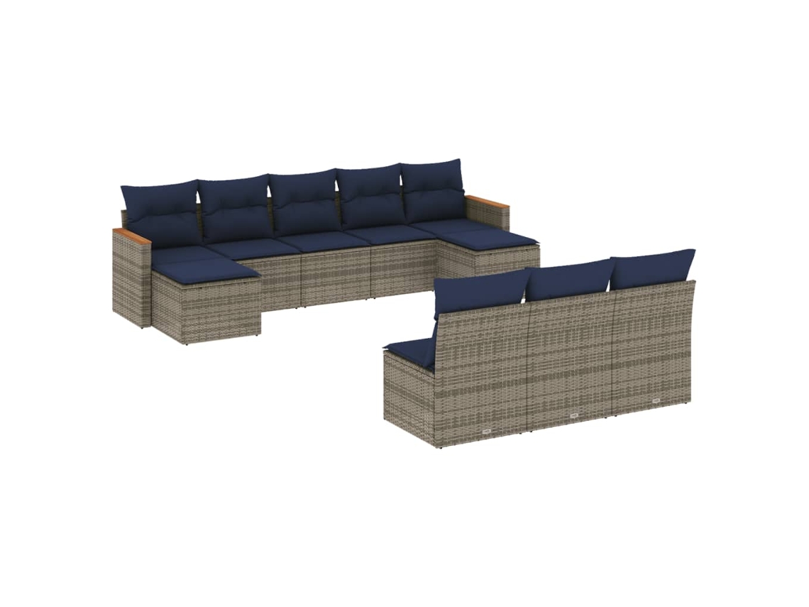 Conjunto de Sofá de Jardim, 10 Peças, Almofadas, Rattan Cinza MAISON EXCLUSIVE