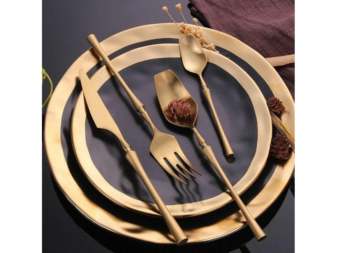 2026 set de Cubiertos de Lujo de Acero Inoxidable 4 Piezas Oro Plata Vajilla Comedor Xek Oro