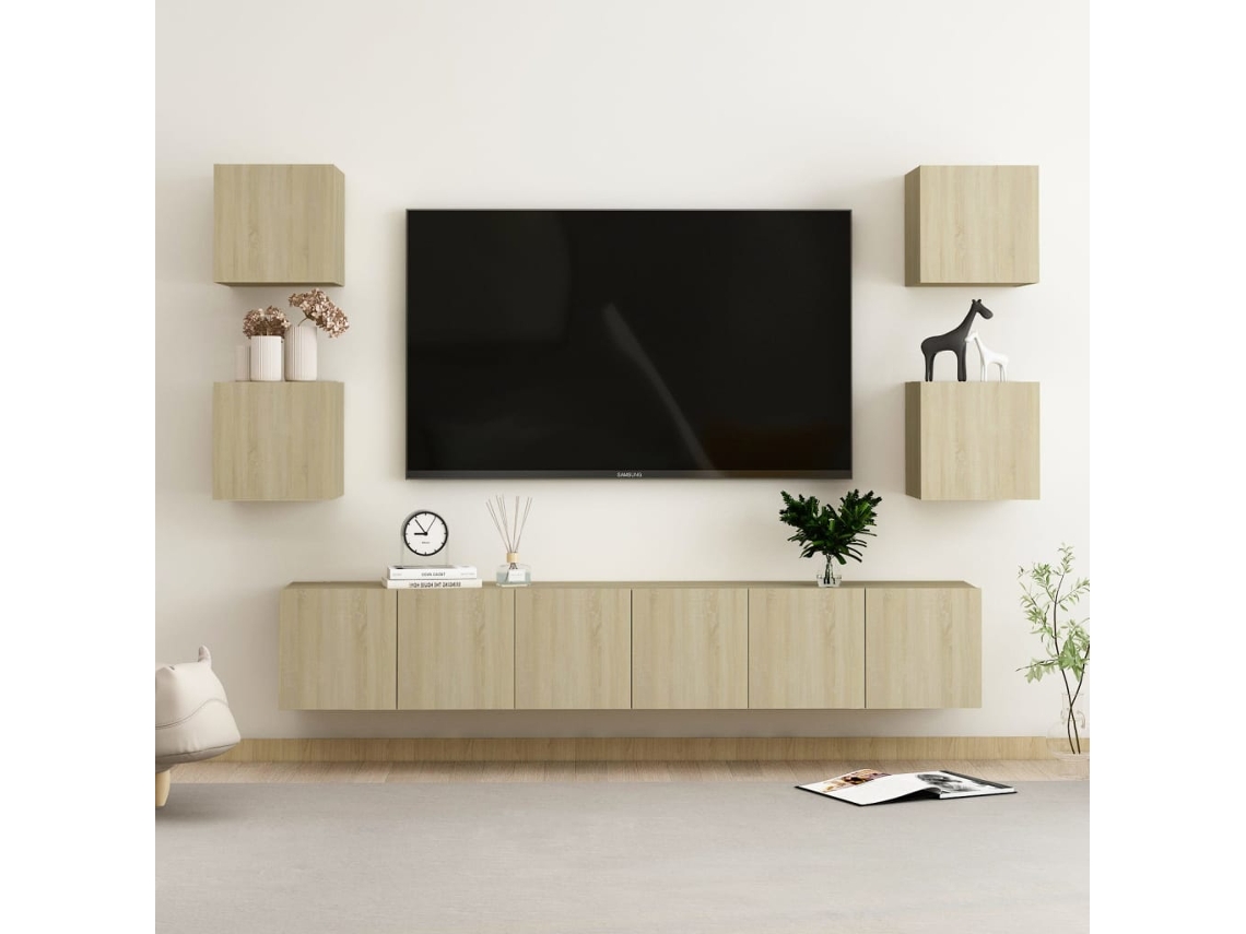 Vidaxl 7 Pcs Conjunto Móveis De Tv Derivados Madeira Carvalho Sonoma