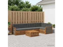 Vidaxl Conjunto De Sofás Para Exterior 6 Unid. Natural E Antracite