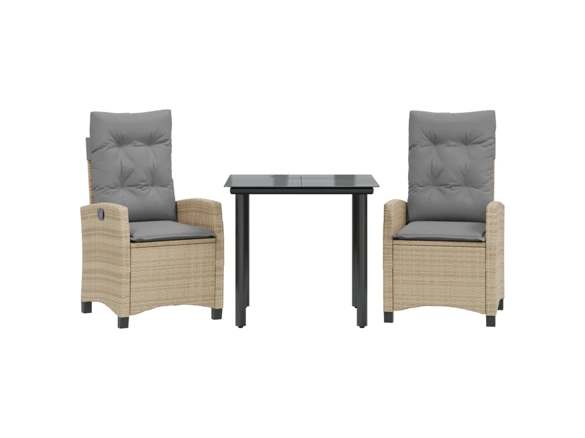 Garden Dining Set, Garden Dining Sets Vidaxl Bege Rattan / Vime (mesa Com 80 Cm De Comprimento)