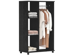 Guarda-roupa Com Rodízios, Cabideiro E Prateleiras Para Roupas Penduradas E Dobradas, 80x40x128 Cm, Preto