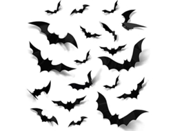 Conjunto de 96 Adesivos 3d Assustadores com Morcegos 4 Tamanhos Diferentes Ideais para Janelas e Festas Halloween, Ergonômico, Uso Dia STELASPLEN