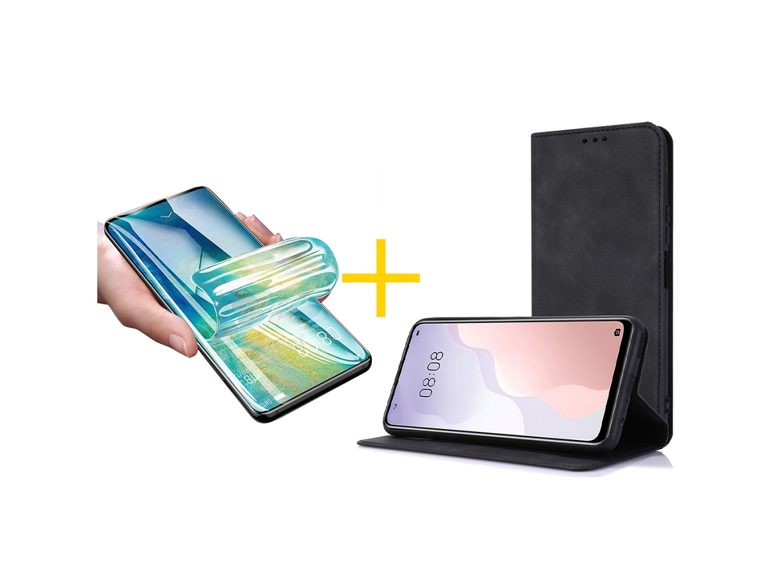 Pack 1 x Película de Hidrogel + Capa SKYHE Samsung Galaxy A16 5G PRM Flip Cover Preto