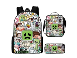 Conjunto Mochila Escolar 3 Peças, Estilo Gamer, Aulas