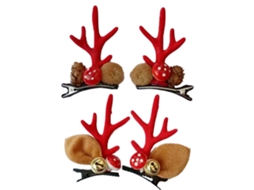 2 Peças de Grampos de Chifre de Natal Sinos Vermelhos + Pinhas Vermelhas AURUM