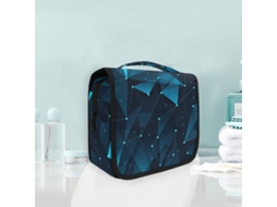 Nécessaire Artística Azul Gelo Bolsa de Cosméticos Dobrável com Alça Tecido Zíper Leve Dobrável Viagens Casa