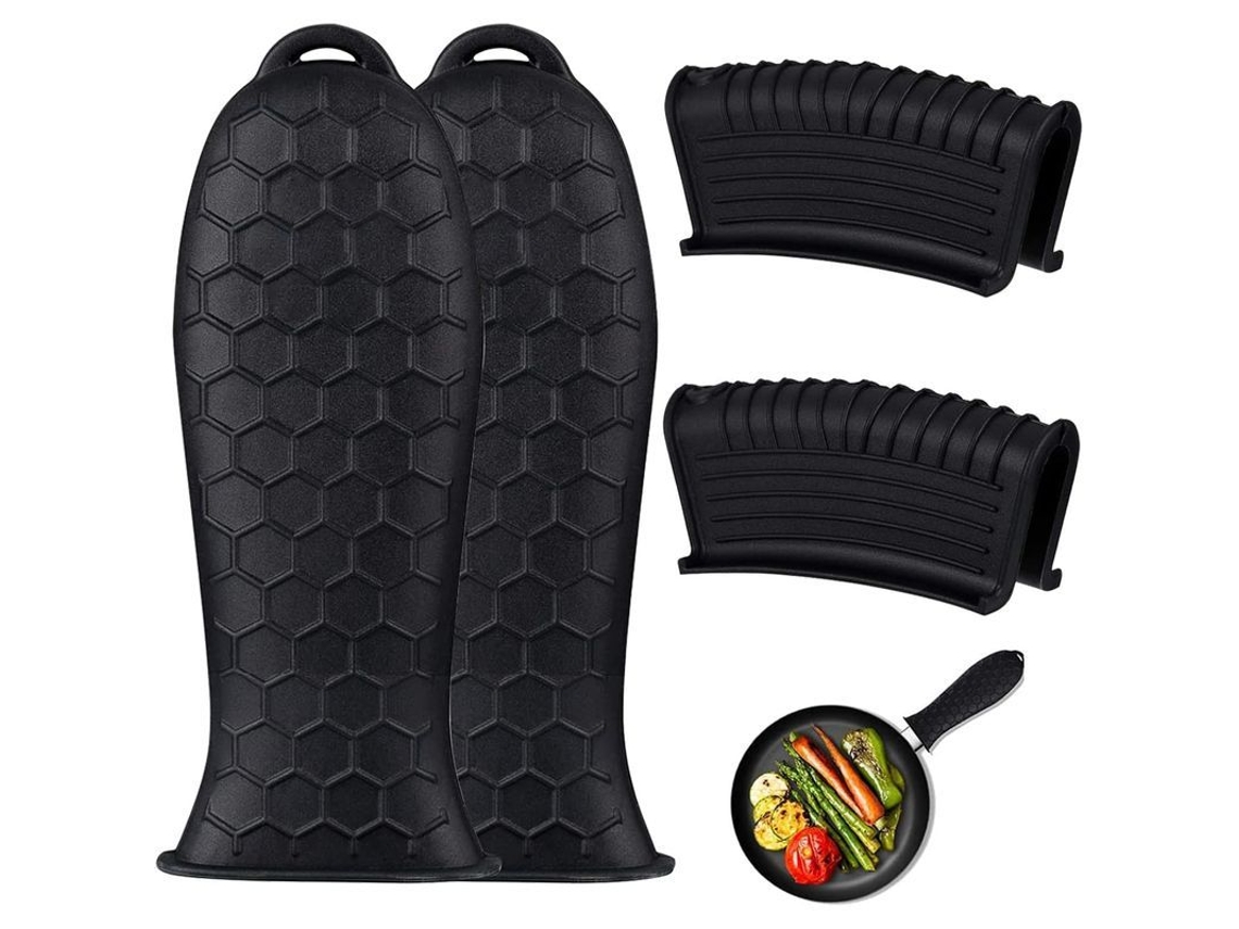 Nova Line 4pcs Capa de Isolamento Térmico em Silicone para Punhos de Panelas e Tigelas de Ferro Fundido