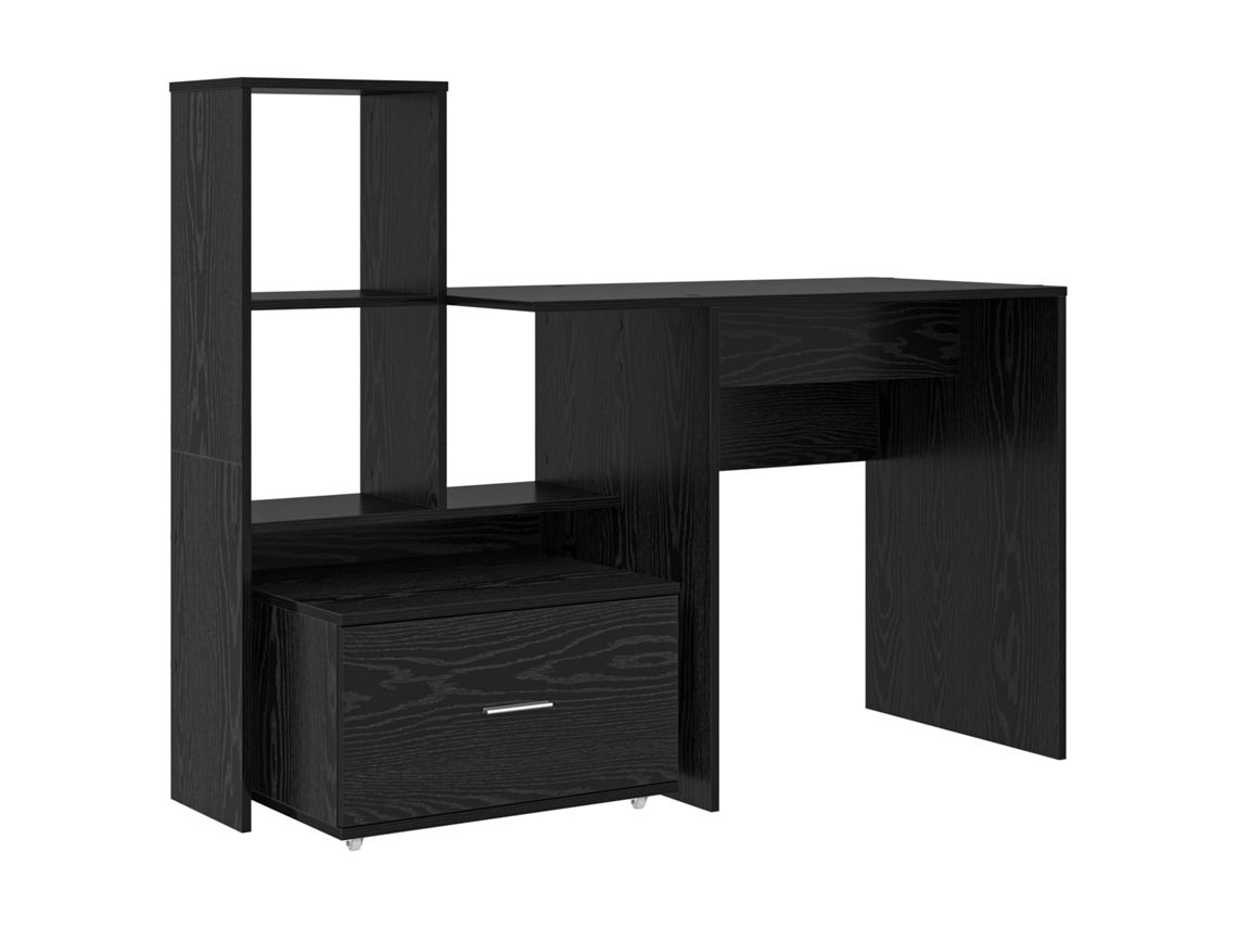 Conjunto 1 Escrivaninha De Madeira Engenharia Vidaxl Preto Derivados De Madeira (131,5 X 50 X 106,5 Cm)