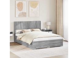 Vidaxl Estrutura De Cama Com Armazenamento E Cabeceira Sonoma Cinzento