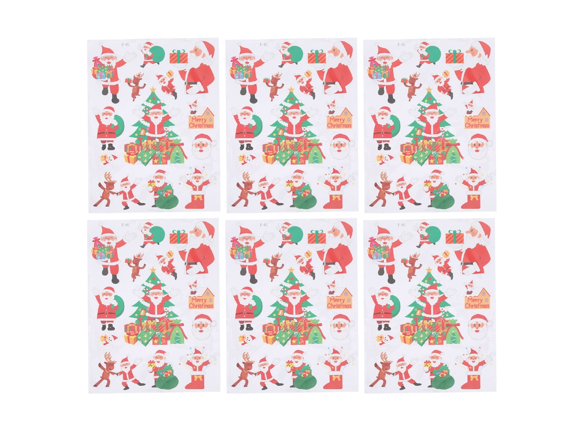 Mali 6pcs Adesivo de Papai Noel Sticker de Natal para Decoração de Janela Hotel Loja