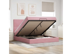 Vidaxl Estrutura De Cama Otomana Com Colchões 180x200 Cm Veludo Rosa