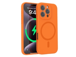 (laranja, Iphone 15) Capa Para Iphone, Silicone Líquido, Proteção Para A Lente, Forte Fixação Magnética.