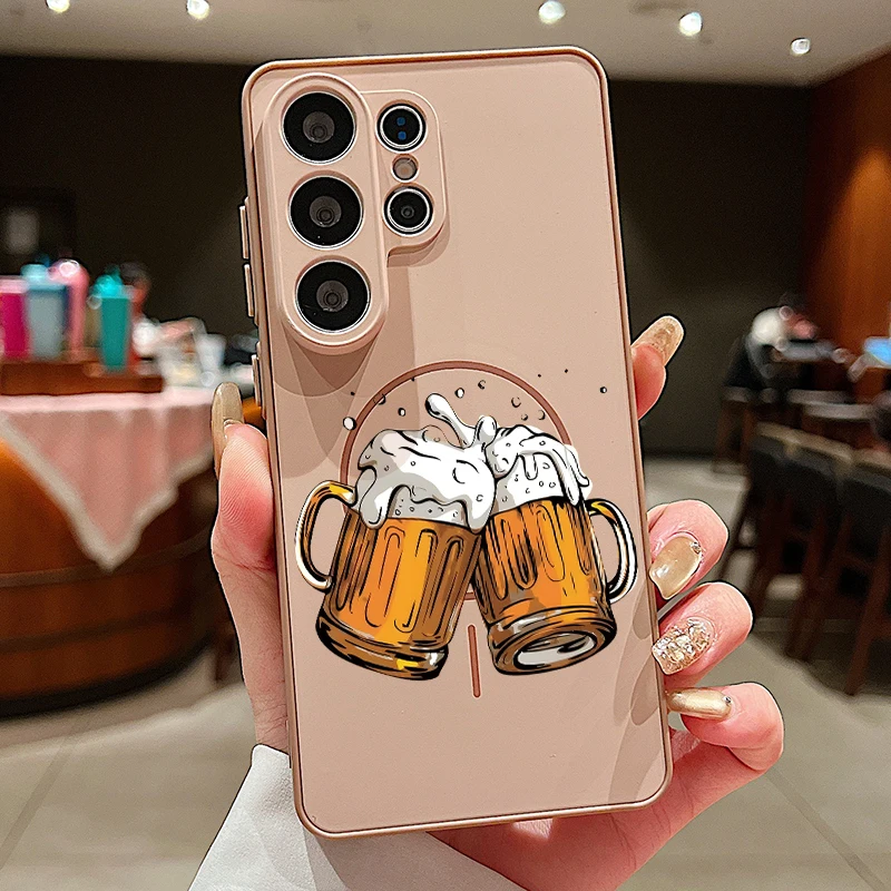 Capa Magnética Para Celular Galaxy A35 Com Estampa Floral De Astronauta (dourada)