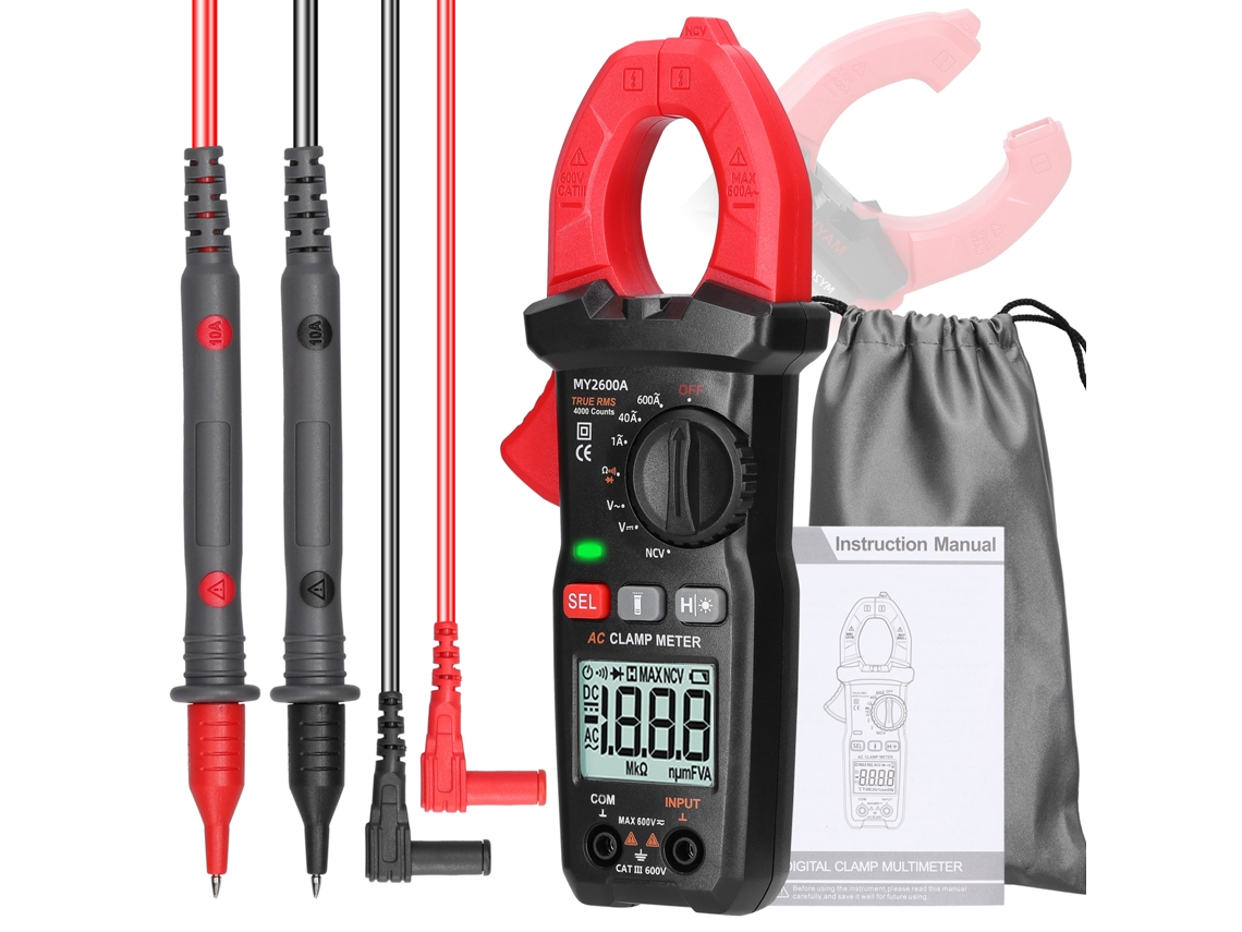 Medidor de Alicate Digital 600V com Teste de Tensão, Corrente e Resistência S/MARCA