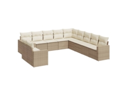 Maison Exclusive - 11 Pcs Conjunto Sofás De Jardim C/ Almofadões Vime Pe Bege