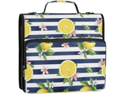 Pasta De 3 Argolas Com Estampa Floral Listrada Limões, 3, 8cm 1 2 Polegada, Fecho Com Argola Em D, Organizador De