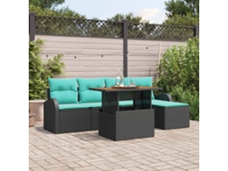 Vidaxl Conjunto De Sofá De Jardim 6 Unid. Preto Rattan Sintético