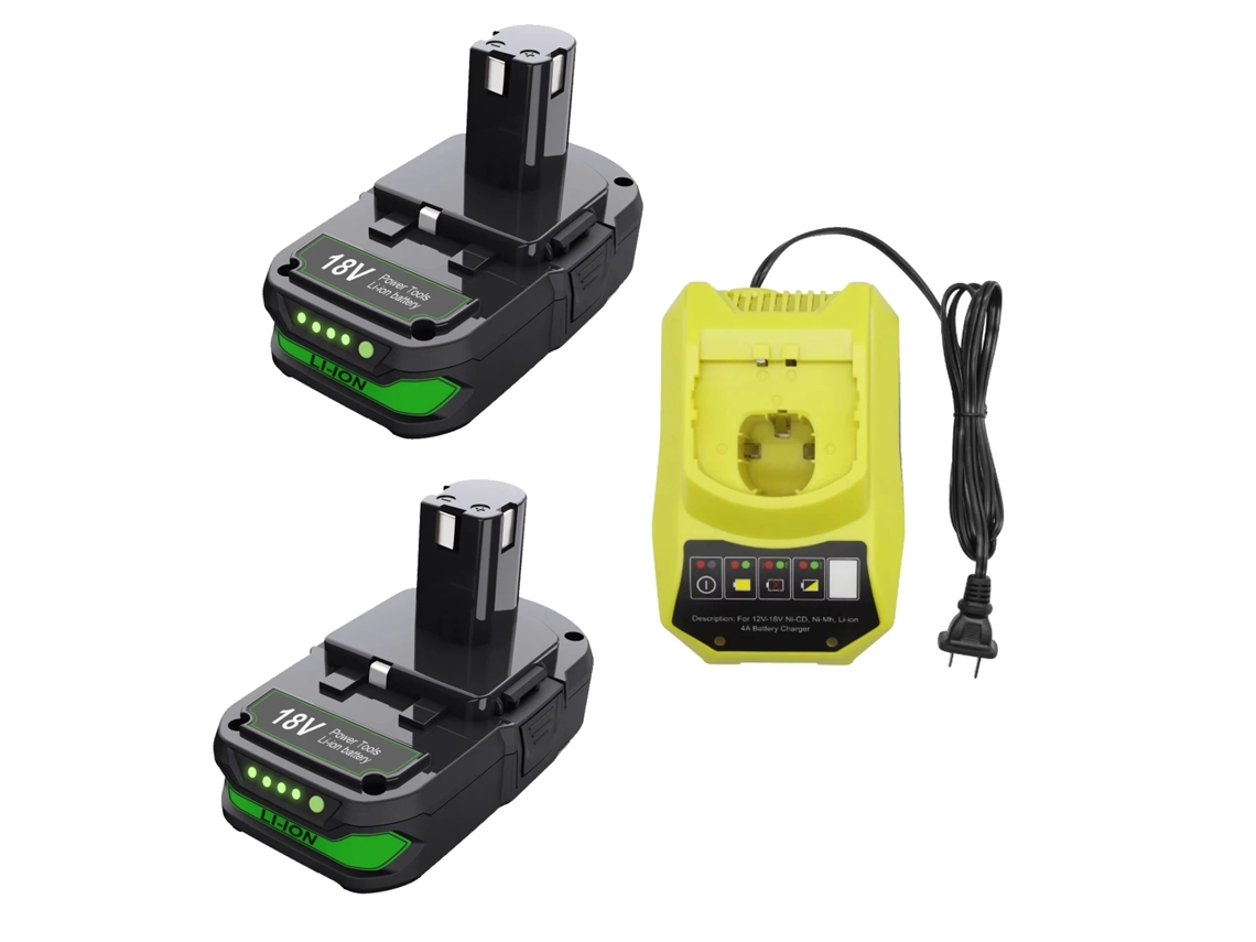 Bateria Li-ion, Capacidade De 3000mah, Tensão De 18v, Compatível Com Ryobi, 2bat 1carregador, 18v-b