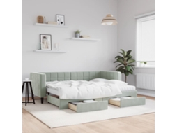Sofá cama com Gavetão e Gavetas 80x200 cm Veludo Cinzento claro MAISON EXCLUSIVE