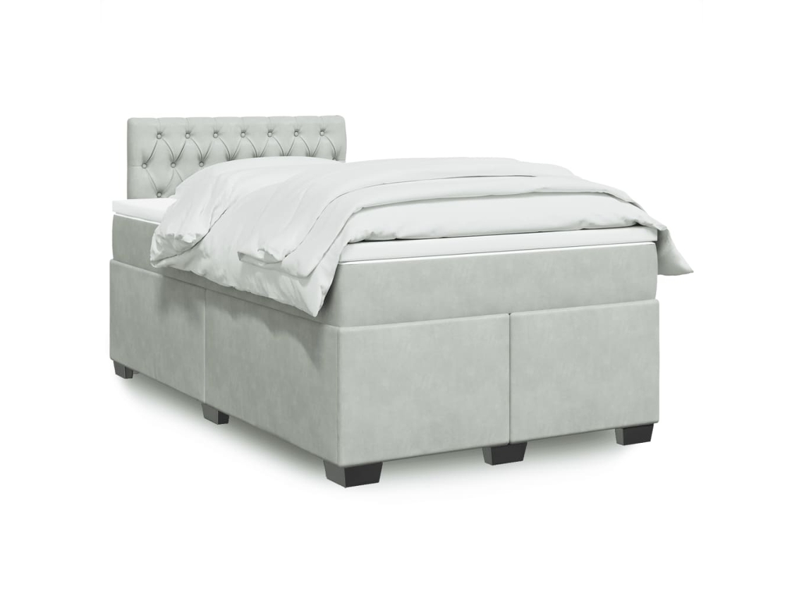 Vidaxl Cama Boxspring Com Colchão 120x190 Cm Veludo Cinzento-claro