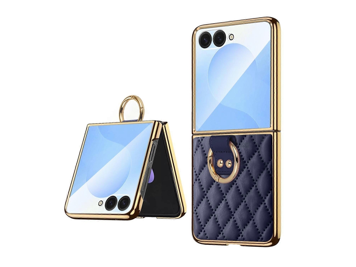 Capa Para Celular Vietao Com Padrão De Diamante E Anel De Metal Em Couro Pu