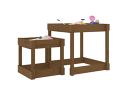 Vidaxl Mesas De Areia 2 Pcs Madeira De Pinho Maciça Castanho Mel