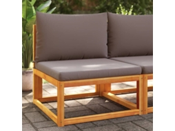 Sofá Sem Braços P/ Jardim C/ Almofadões Madeira Acácia Maciça Dkd Home Decor