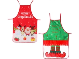 Delantal Navideño Elfo Papá Noel Muñeco de Nieve Reno para Festa, 50x70cm, 2 Peças, Tela Confortável e Resistente