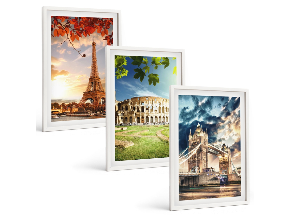 Conjunto De Pinturas Monumentos Europeus Espelharte (3 Peças 40x60 Cm)