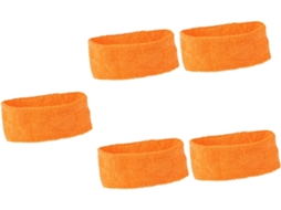 Conjunto De 5 Peças De Faixas De Cabeça Ajustáveis Para Ioga, Em Microfibra, Com Esponja Absorvente E Ideal Para Spa, Na Cor Laranja. Perfeito Para...