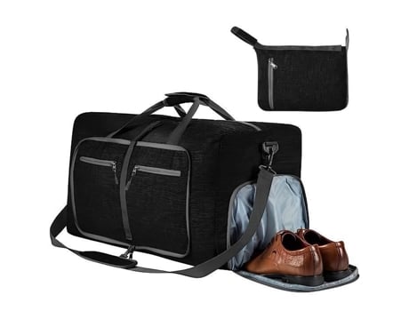 Saco De Viagem Dobrável Unissexo Para Fitness Byondself Compartimento Calçados Viagem Preto (6.7 Cm)