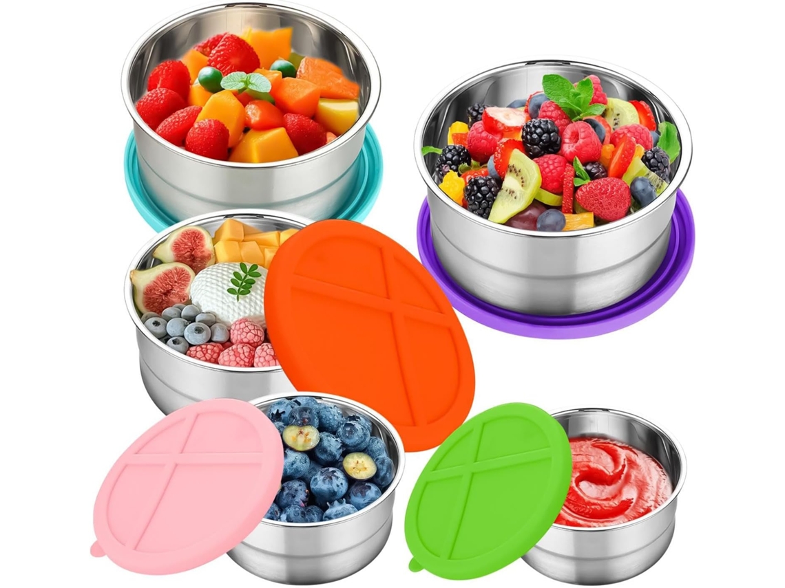 Conjunto De 5 Lancheiras De Aço Inoxidável Com Tampa, Ideais Para Armazenar Alimentos, Empilháveis E Gokoco