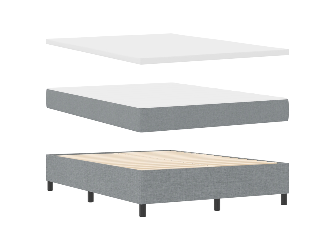 Conjunto 1 Cama Box Vidaxl Cinzento-claro Tecido (140 X 200 Cm)