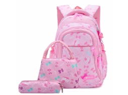 Conjunto De Três Peças De Mochila Ultraleve À Prova D'água Para Meninas, Azul Escuro