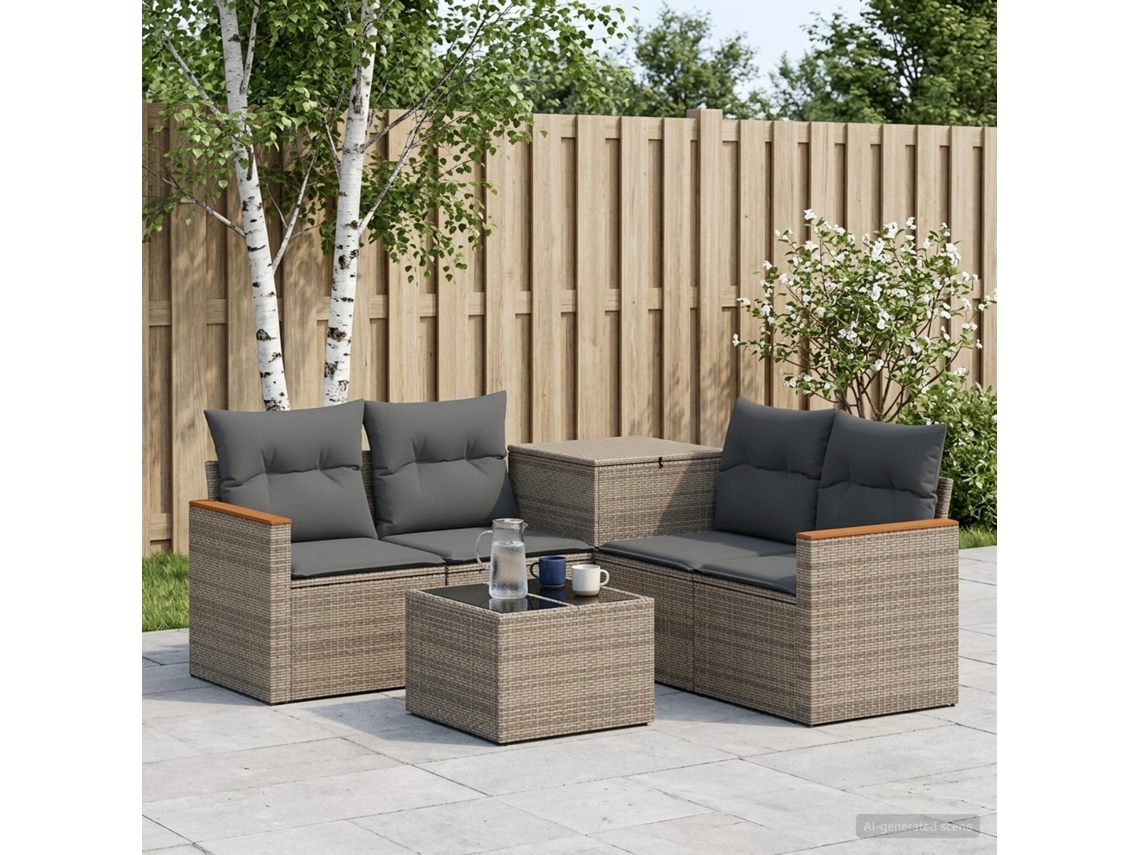 Vidaxl Conjunto De Sofás 6 Unid. Cinza E Cinza Escuro