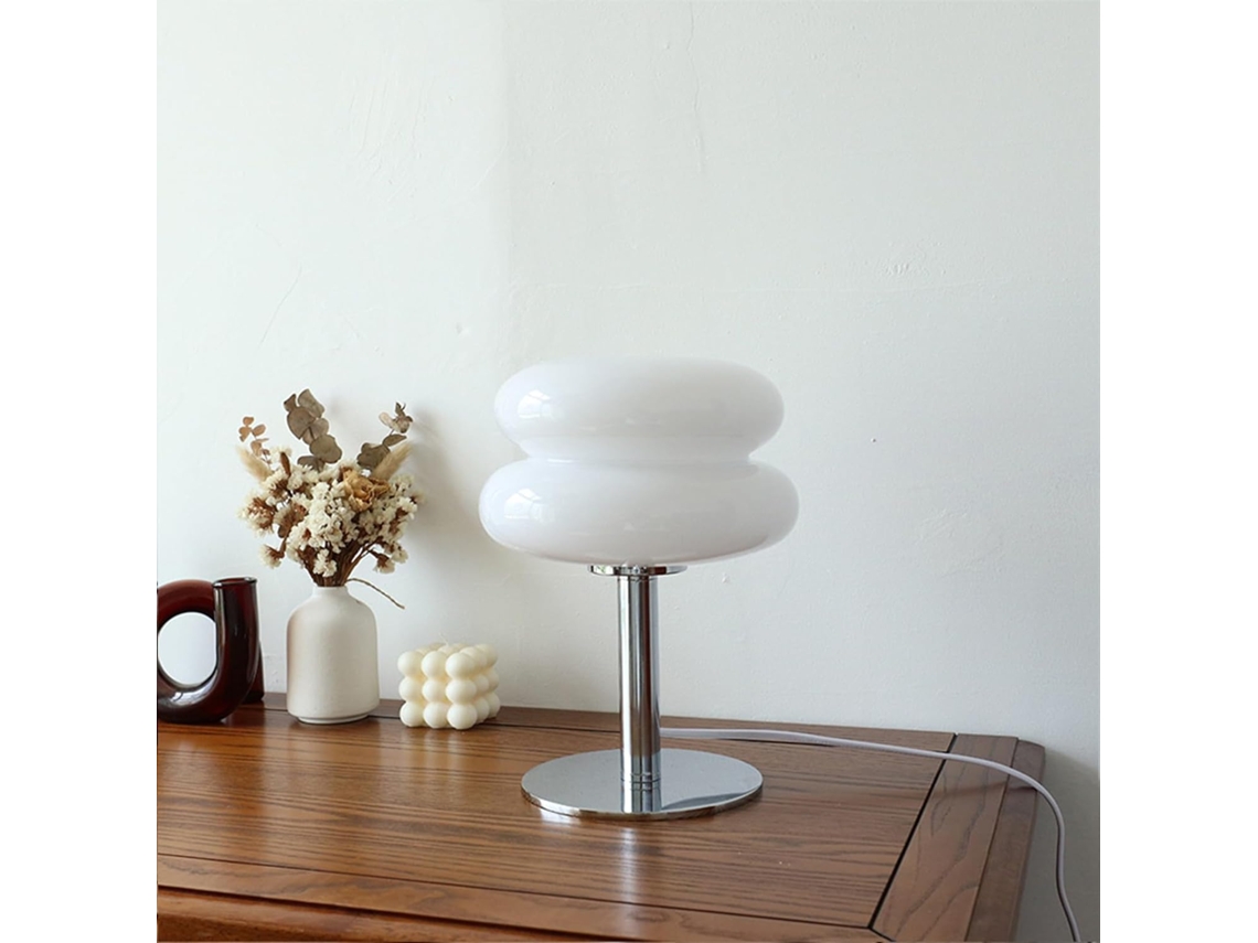 Luminária de mesa Cosiki em formato ovo de vidro com economia de energia, luz suave para quarto, luminária de mesa suave
