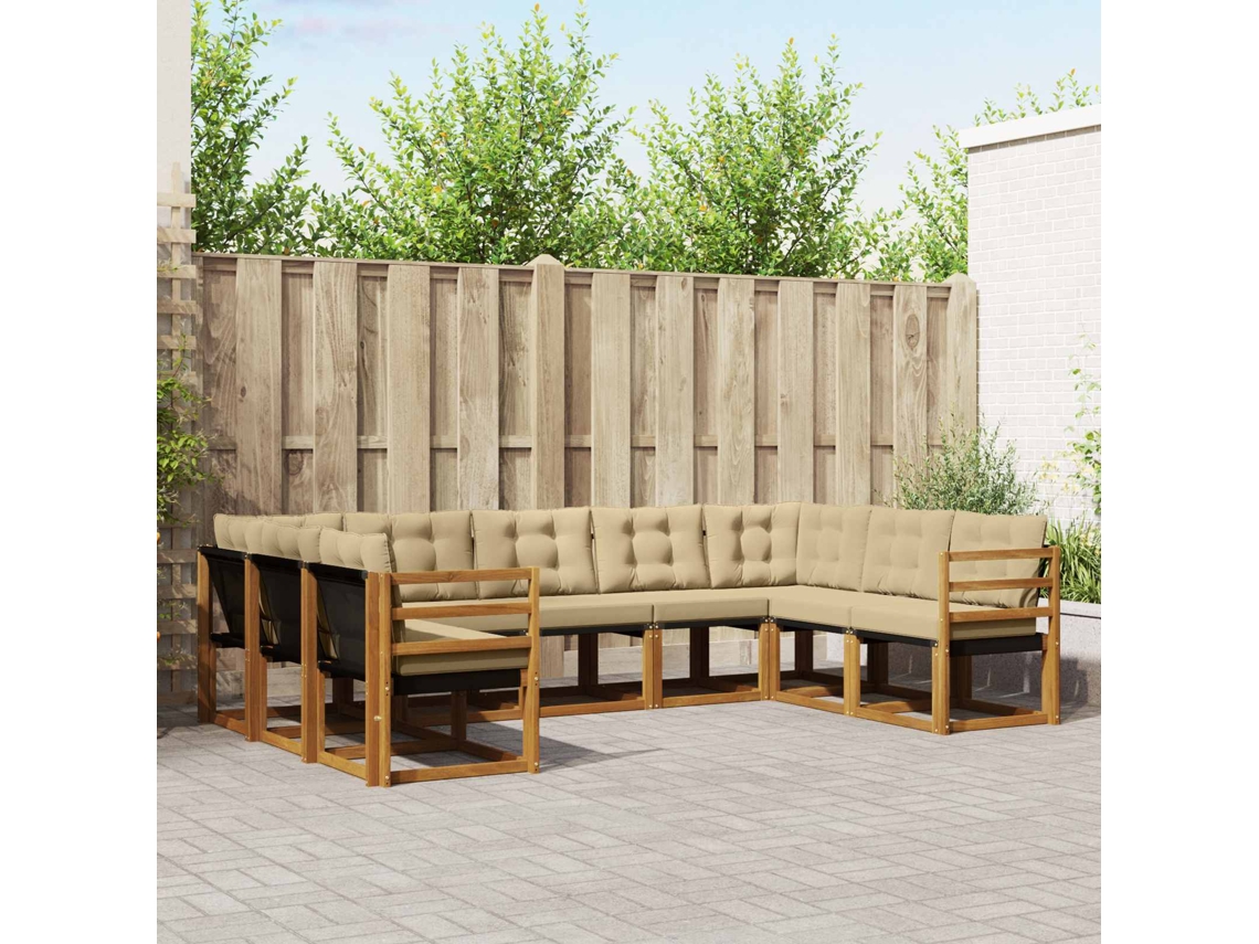 Vidaxl Conjunto De Sofás Para Exterior 9 Unid. Natural E Bege