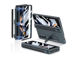 Capa Flip Com Dobradiça Magnética Gkk Para Samsung Galaxy Z Fold4 Com Suporte E Compartimento Para Caneta.