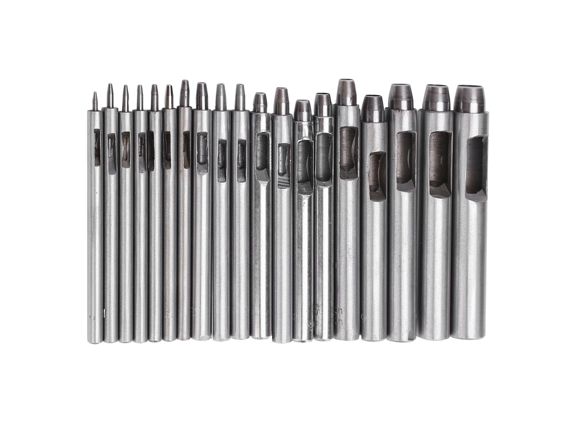 Conjunto de ferramentas de perfuração de aço retas e redondas para couro e artesanato, 0,5~10mm