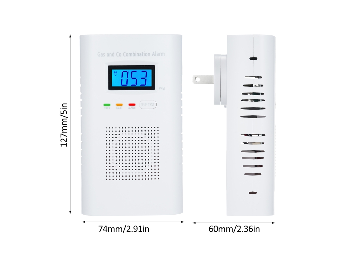 Detector De Monóxido De Carbono E Gás Natural 2 Em 1 Para Casa E Cozinha