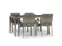 Conjunto de 5 Jantar para Jardim com Almofadões Vime Pe Cinza MAISON EXCLUSIVE