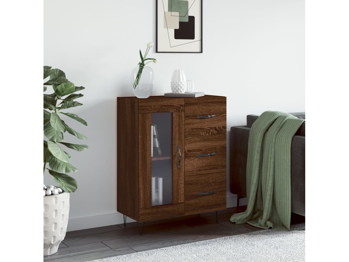 Aparador 69,5x34x90 cm en derivados de madera de roble marrón